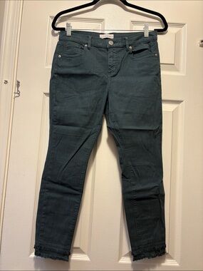 Womens Green Slim Ankle Jeans